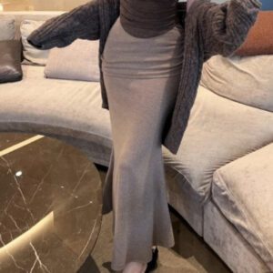 Double-layered Pleated Long Mermaid Skirt