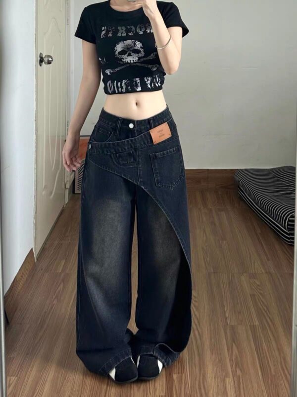 256405e6-72c8-40db-b55d-5831cbdbb0ca.jpg Patchwork Black And Gray Womens Jeans