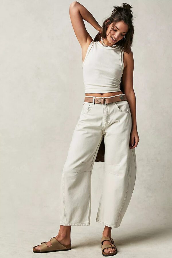 25e445f2-62cc-401a-9bc5-0da6881766cb.jpg High Stretch Mid-Rise Barrel Jeans Fashion Wide Leg Shape Women Casual Baggy Mid Waist Denim Jeans