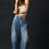 2622bacb-5e74-422d-b073-60ba1be8b031.jpg High Stretch Mid-Rise Barrel Jeans Fashion Wide Leg Shape Women Casual Baggy Mid Waist Denim Jeans