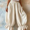 2026 Summer New Cross-Border European And American Style Loose Casual Cotton And Linen Ruffle Lantern Pants For Women