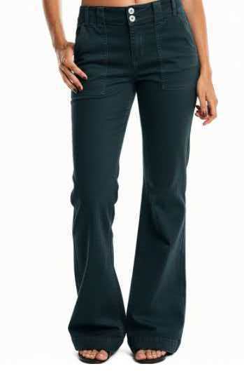Hot-selling Women's Pocketed Elastic Waist Twill Cotton Pants, High-waisted, Comfortable, Slim-fit, Formal And Casual Wide-leg Pants