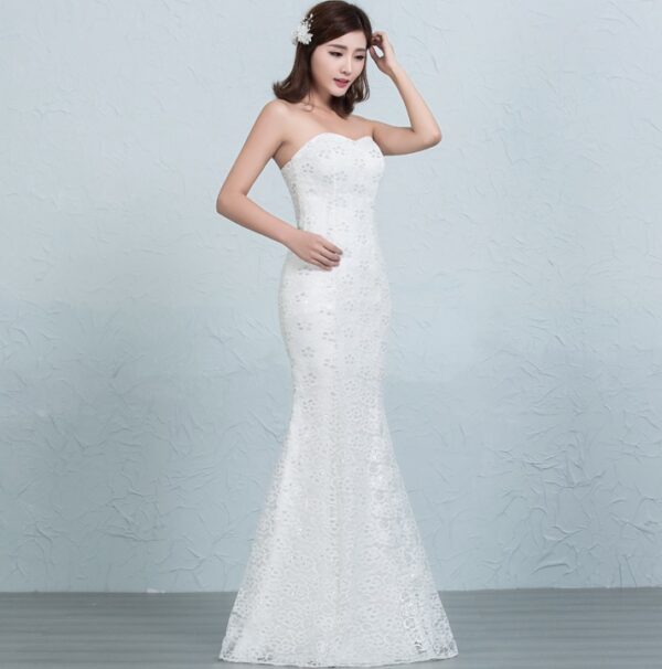 2753792287982.jpg Sequined lace waist fishtail wedding dress