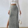 Slit Long Sheath Skirt Women's High Elastic