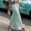 Womens Sequined Figure-flattering Fishtail Sheath Skirt