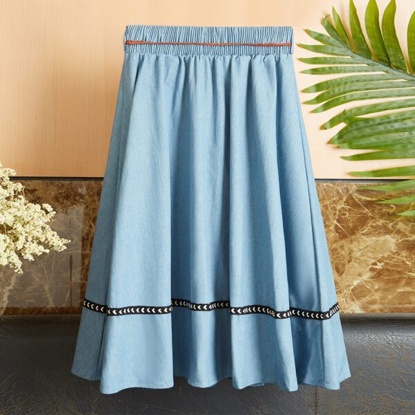 287fc334-52ac-4489-9be1-73d19041208d.jpg Fashion Women's Blue Denim Stitching Solid Color Skirt