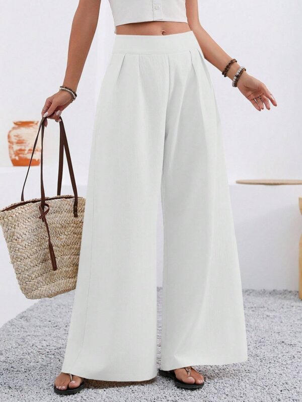 2025 European And American Cross-Border Amazon Autumn Women's New Pocket High-Waisted Fashion Versatile Wide-Leg Pants Long Pants Commuting
