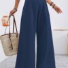 2025 European And American Cross-Border Amazon Autumn Women's New Pocket High-Waisted Fashion Versatile Wide-Leg Pants Long Pants Commuting