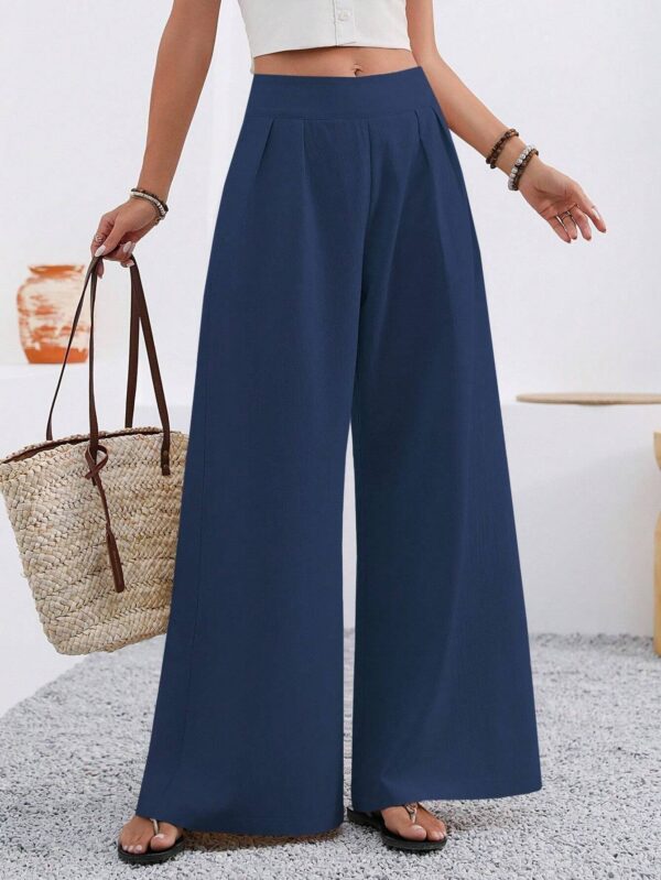 2025 European And American Cross-Border Amazon Autumn Women's New Pocket High-Waisted Fashion Versatile Wide-Leg Pants Long Pants Commuting