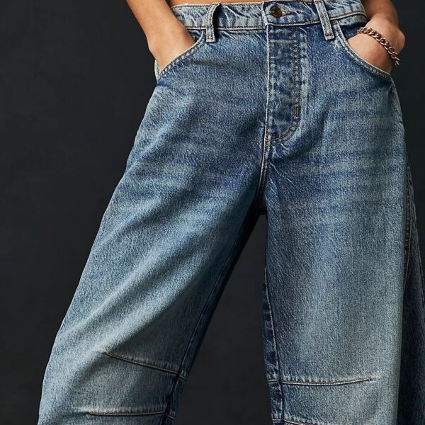 2a252413-c59d-42e8-90a2-b6f5165ac56c.jpg High Stretch Mid-Rise Barrel Jeans Fashion Wide Leg Shape Women Casual Baggy Mid Waist Denim Jeans