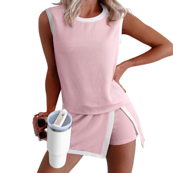 2026 European And American Cross-Border Women's Clothing, New Summer Fashion Casual Set, Striped Short-Sleeve T-Shirt And Three-Quarter Pants Two-Piece Set