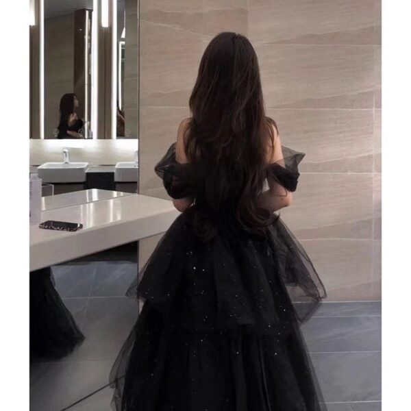 2bed6a2c-b510-45ad-8a25-0b0d167e5224.jpg Black Evening Dress Light Luxury Minority French Style Pettiskirt