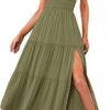 New Summer Fashion Women's One-shoulder Pleated Layered Hem Split Dress