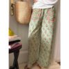 Color-Block Plant-Print Pajama Pants For Women