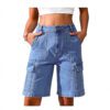 2cbcf2c4-ba02-4a88-8ec4-2e1bbfb68479.jpg High-waisted Denim Capri Shorts For Women