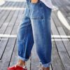 New Women's Mid-rise Rolled Hem Multi-pocket Cropped Jeans, Street Style, Casual & Versatile, Perfect For Daily Wear