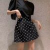 Short High-waisted Umbrella Skirt With Bud-shaped Design