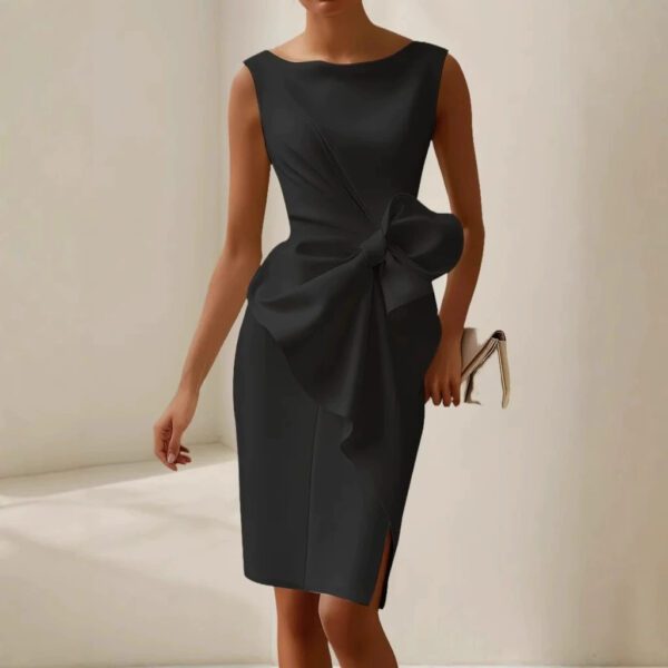2026 European And American Women's Bow Decoration Solid Color Sleeveless Dress Jumpsuit Short Skirt