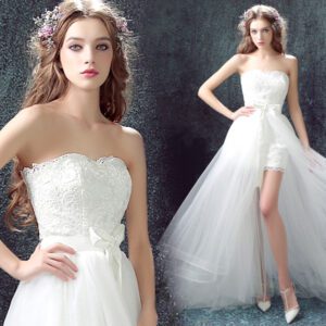 3073429092032.jpg Sexy Detachable Skirt Mermaid Tulle Lace Appliques Short Wedding Dress New Wedding Dresses
