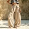 2026 Women's Spring And Autumn European And American New Style Women's Pants Solid Color Fashion Casual Loose Versatile Pocket Elastic Waist Pants