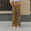 3293cc23-3aeb-4f25-accc-e7fd90aaee73.jpg Casual Cargo Pants For Women Solid Color Drawstring Pocket Design Fashion Street Trousers Girls