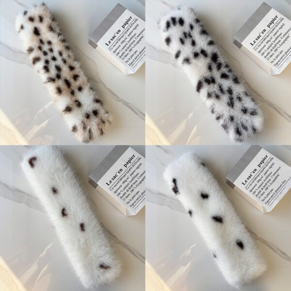 Natural Spotted Leopard Print Plush Cross Neck Scarf With A Korean-style Gentle Style For Autumn And Winter Daily Outings