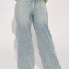 2026 New Cross-Border Foreign Trade Amazon European And American Women's Jeans With Double-Layer Waist Buttoning, Vintage Wide-Leg Jeans