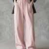 European And American Cross-Border Amazon Independent Site New Women's Solid Color Wide-Leg High-Waisted Loose Drawstring Casual Pants