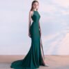 3915352817200.jpg Bride toast clothing new fashion long red fishtail hanging neck wedding banquet evening dress