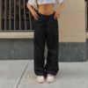 3dcafc2b-58b1-4524-bb9d-bfde42e2b6ee.jpg Casual Cargo Pants For Women Solid Color Drawstring Pocket Design Fashion Street Trousers Girls
