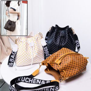 3e0302de-da2e-403b-a0f7-c5c6222d1807.jpg Printed Bucket Bag PU Multi Layer Soft Leather Women's Fashion Simple Shoulder Bag Fashion Women's Crossbody Bag