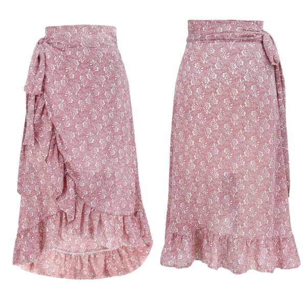 3e7f6340-f419-4ec4-961e-d5810f4ff8b2.jpg Woman Skirts High Waist Fashion Long Black Knotted Tied Wrap Floral Ruffle Chiffon A-Line Split Skirt Spring Summer Clothes