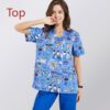 3ee16bbb-848b-47ee-8cc9-408350d28033.jpg Printed Surgical Gown Polyester Cotton Short Sleeve Doctor Nurses' Uniform Children's Beauty Salon Split Suit