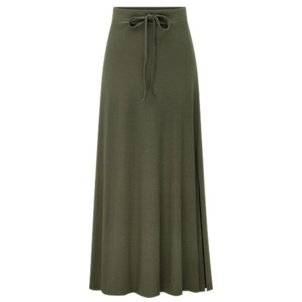 Europe And The United States Large Size Women's Fashion Knitted Skirt 200kg High Waist Long Slit A- Line Skirt Elastic Knee