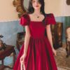 408d1f46-581b-4b7a-8768-f72058742682.jpg Winter Wine Red Engagement Daily French Princess On The Run Satin Dress