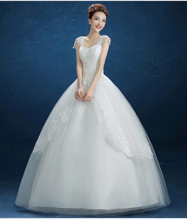4245975951_1019178779.jpg Summer New Wedding Dress, Korean Simple Shoulder Uniform Show Thin Bride Married One Word Shoulder Dress