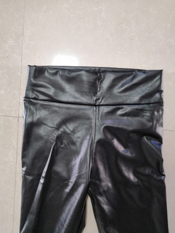459983539836.jpg Reflective Hip Leather Pants Elastic High Waist Leggings