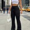 Cross-Border Exclusive Supply Of European And American Style High-Waisted Drawstring Flared Cargo Pants For Women, Loose Wide-Leg Multi-Pocket Casual Long Pants