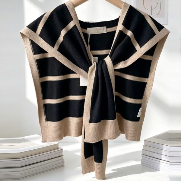 46bc6699-efca-4148-8b03-eb5554dd8c45.jpg Fashionable Striped Knitted Cape For Women