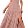 New Summer Fashion Women's One-shoulder Pleated Layered Hem Split Dress