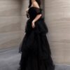 47a4a281-235a-4cc0-baa1-0f63e2b19d7b.jpg Black Evening Dress Light Luxury Minority French Style Pettiskirt