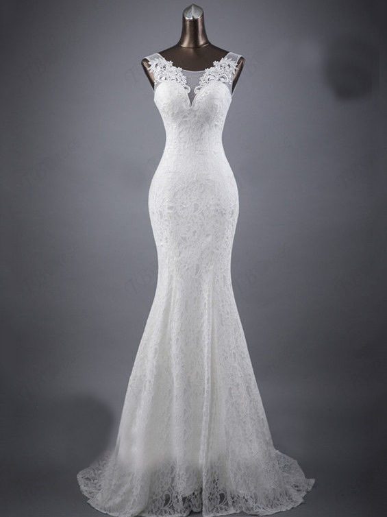 491553122929.jpg Lace slim and thin double shoulder tail wedding dress