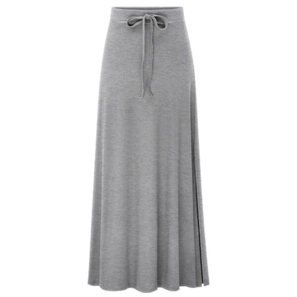 Europe And The United States Large Size Women's Fashion Knitted Skirt 200kg High Waist Long Slit A- Line Skirt Elastic Knee