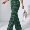 2025 Summer European And American Cross-Border Amazon Popular Women's Fashion Casual Plaid Print Trousers