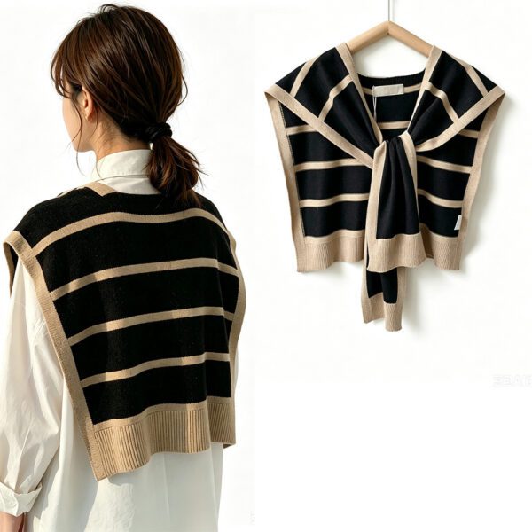 4c7adc5b-d27e-49e6-854c-97c2f6961eb5.jpg Fashionable Striped Knitted Cape For Women