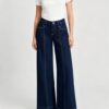 High-street Patchwork-striped Minimalist Chic Solid-color Relaxed-fit Wide-leg Straight-leg Pants