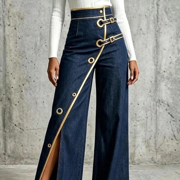 Women's New Irregular Straight-Leg Denim Trousers