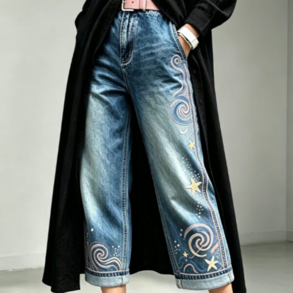4e49adb0-d48b-4c47-9745-20b4486febd8.jpg Mid-rise Wide-leg Denim Capri Pants