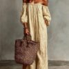 Women's Summer Off Shoulder Striped Dress Elegant Loose Casual Dress
