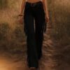 European And American Cross-border Independent Station Amazon Explosions Women's Retro Tassel Faux Suede Micro Horn Casual Pants